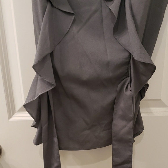 New York & Company Gray Ruffled Sheath Blouse - Picture 5 of 6